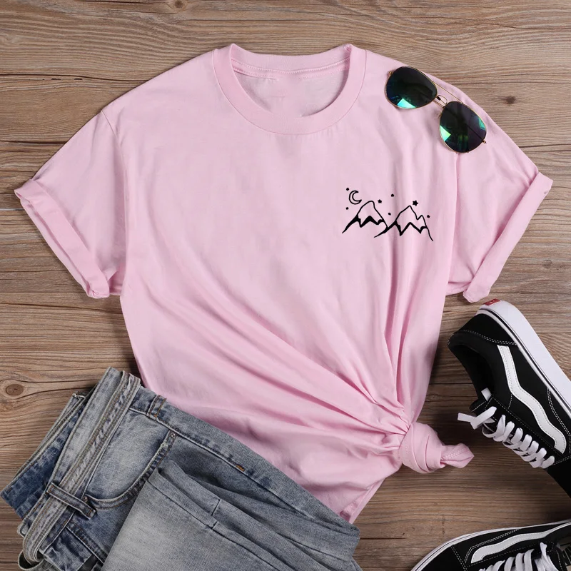 Mountains Short Sleeve Cotton Tshirt Women Top O-neck Funny T Shirt Women Casual T Shirt Women Funny Tee Shirt Femme
Mountains Short Sleeve Cotton Tshirt Women Top O-neck Funny T Shirt Women Casual T Shirt Women Funny Tee Shirt Femme