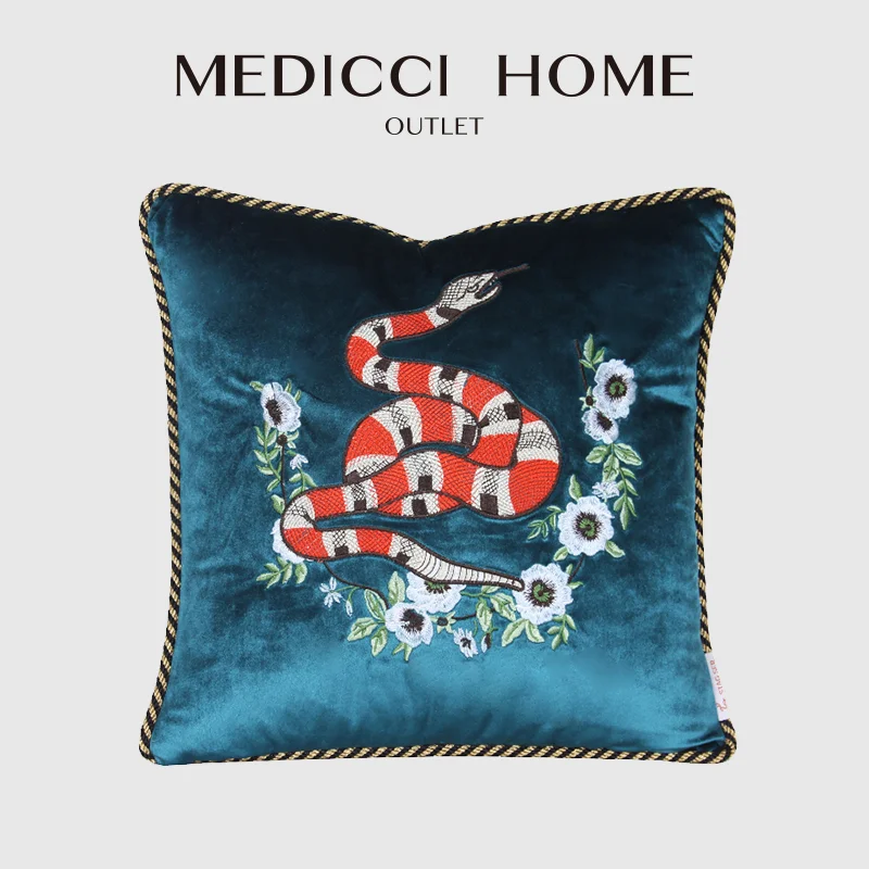 Medicci Home Garland Pillow Cover GG Snake King Embroidery Turquoise Throw Cushion Cases Shells For Living Room Sofa Chair Couch
Medicci Home Garland Pillow Cover GG Snake King Embroidery Turquoise Throw Cushion Cases Shells For Living Room Sofa Chair Couch