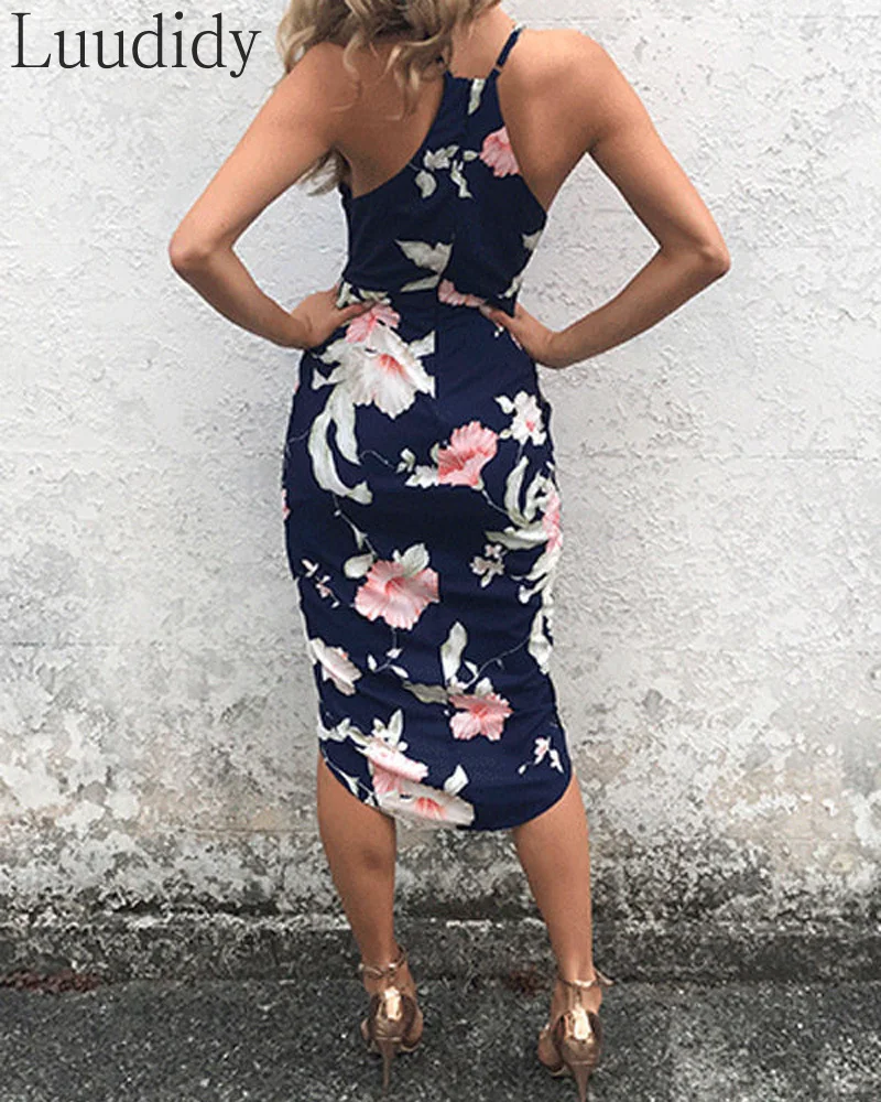 Women Fashion Sleeveless Floral Print Chiffon Dress Spaghetti Strap Side Slit Asymmetry Midi Dress
Women Fashion Sleeveless Floral Print Chiffon Dress Spaghetti Strap Side Slit Asymmetry Midi Dress