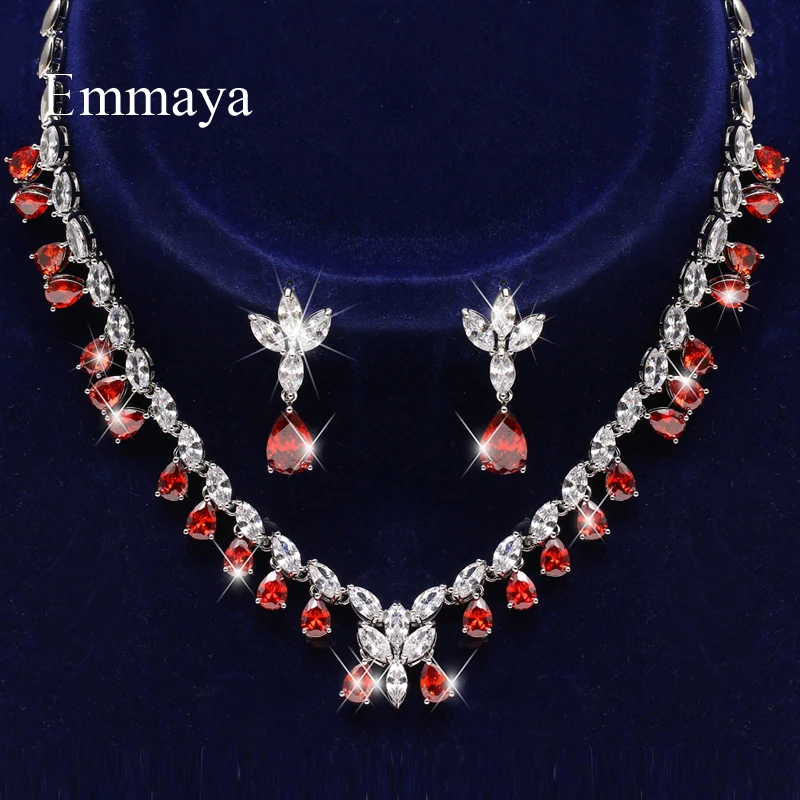 Серьги и ожерелье Emmaya в форме капли для женщин Изящные Ювелирные украшения