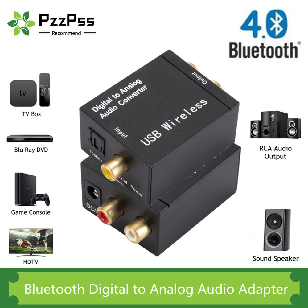PzzPss Bluetooth Digital to Analog Audio Converter Adapter Amplifier Decoder Optical Fiber Coaxial Signal to Analog DAC Spdif
PzzPss Bluetooth Digital to Analog Audio Converter Adapter Amplifier Decoder Optical Fiber Coaxial Signal to Analog DAC Spdif
