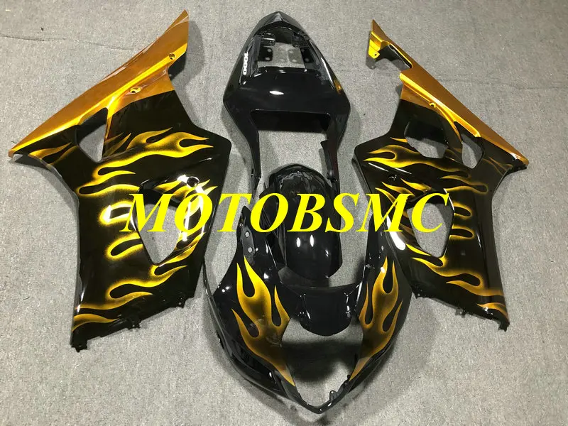 Набор обтекателей для литья под давлением GSXR1000 K3 03 04 GSXR 1000 2003 2004 ABS Gloden flames black