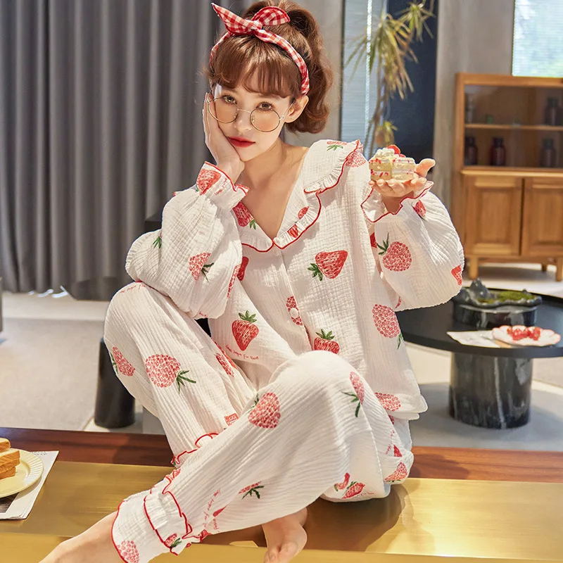 Pijama Весна Домашняя одежда для женщин Новые Симпатичные Клубника ситец Женский комплект 2 шт., одежда для сна, кавайная Пижама комплект
Pijama Весна Домашняя одежда для женщин Новые Симпатичные Клубника ситец Женский комплект 2 шт., одежда для сна, кавайная Пижама комплект