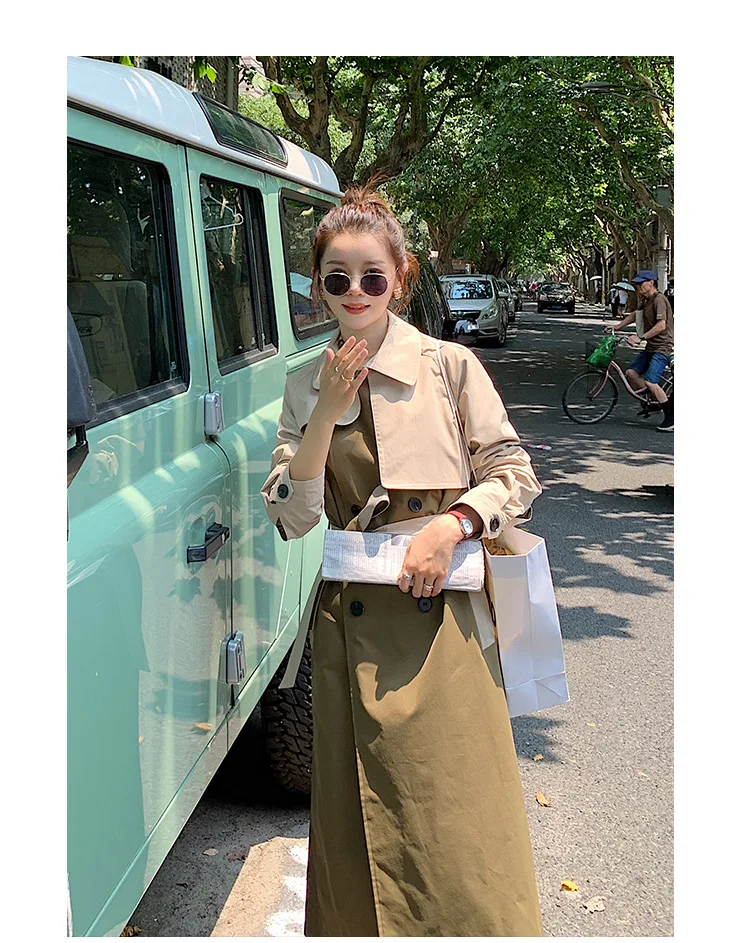 European American Autumn spring Trench Coat women Double Breasted Patchwork Slim Plus Size Wind coat Windbreaker
European American Autumn spring Trench Coat women Double Breasted Patchwork Slim Plus Size Wind coat Windbreaker