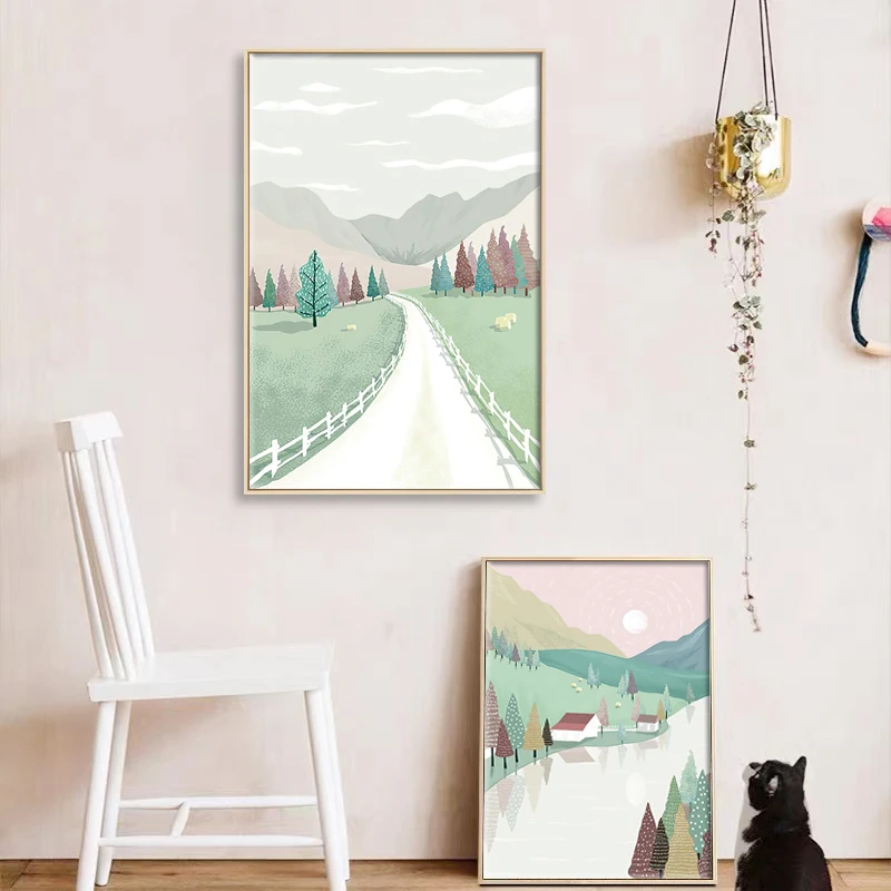 Cartoon Idyllic Landscape Canvas Poster Home Wall Decor Picture Modern Print Paintings Kid Art For Children Living Room Bedroom
Cartoon Idyllic Landscape Canvas Poster Home Wall Decor Picture Modern Print Paintings Kid Art For Children Living Room Bedroom
