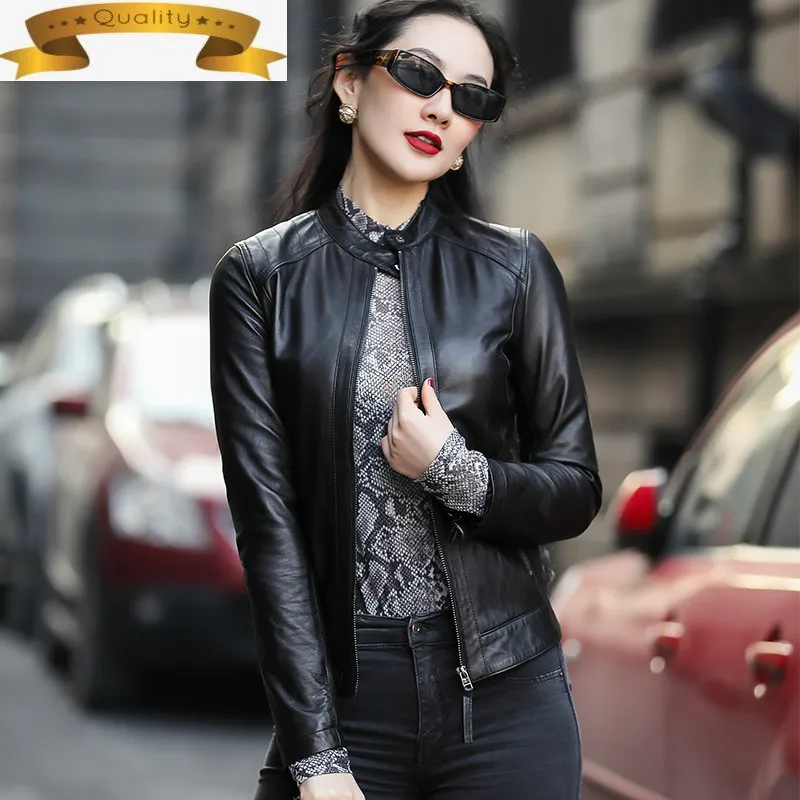 Jacket 2021 Women Leather Sheepskin Genuine Leather Jacket Short Slim Motorcycle Real Leather Jacket Chaqueta Mujer OT1191 YY821 
Jacket 2021 Women Leather Sheepskin Genuine Leather Jacket Short Slim Motorcycle Real Leather Jacket Chaqueta Mujer OT1191 YY821
