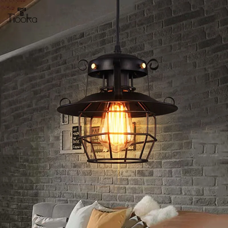 Tiooka Restaurant -Hanging-Light-Fixture Vintage Loft Metal Cage Pendant Light Creative Suspension Light for Bar Dining room 
Tiooka Restaurant -Hanging-Light-Fixture Vintage Loft Metal Cage Pendant Light Creative Suspension Light for Bar Dining room