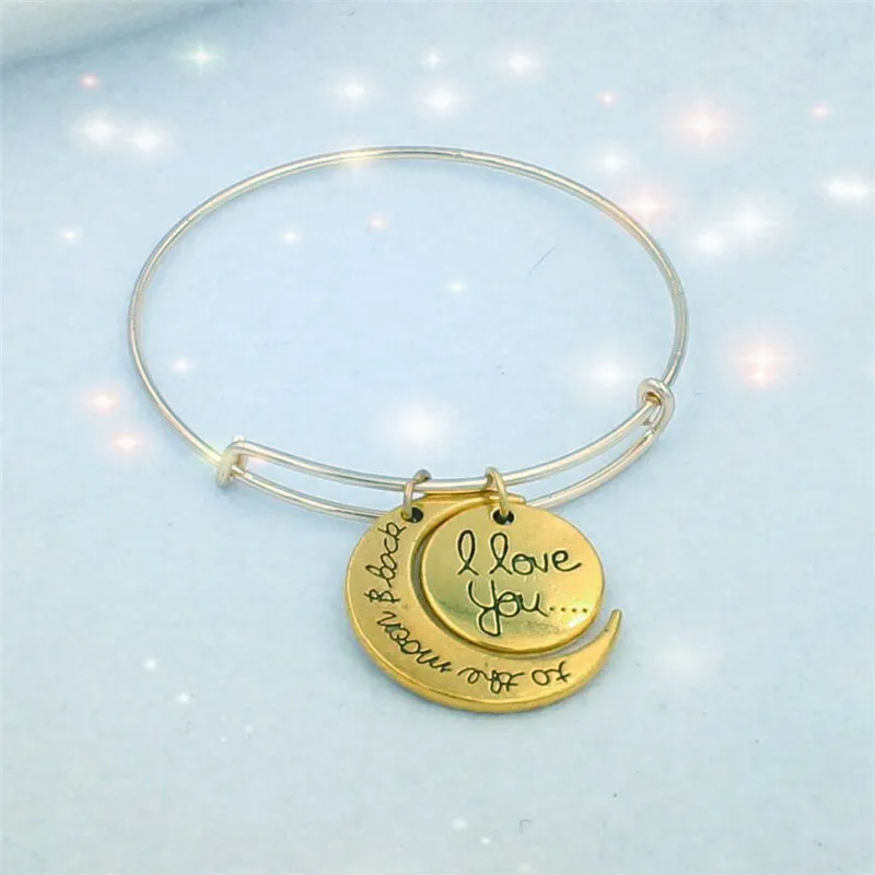 Модные браслеты с надписью i love you moon and back для женщин и девушек ювелирные изделия