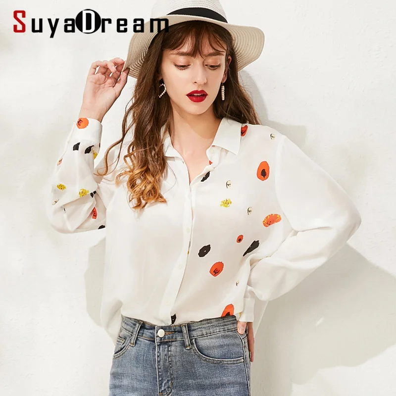 Рубашка SuyaDream женская с принтом, шелковая блузка с отложным воротником и длинными рукавами, белая офисная блузка, 2019
Рубашка SuyaDream женская с принтом, шелковая блузка с отложным воротником и длинными рукавами, белая офисная блузка, 2019