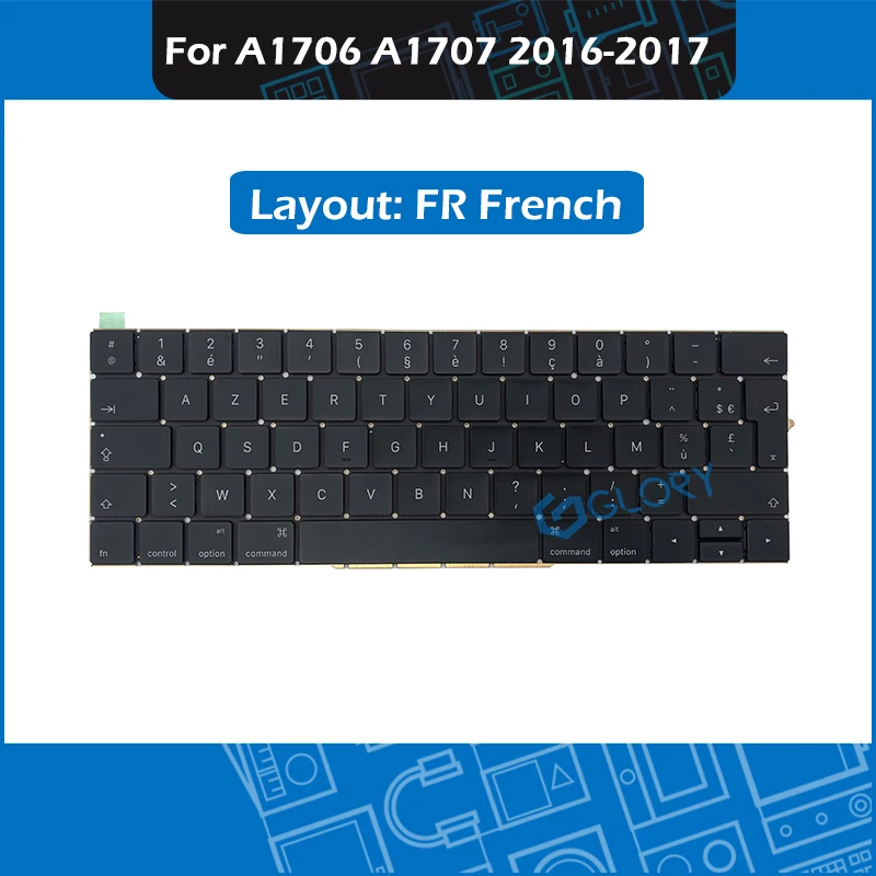 Новая замена клавиатуры для ноутбука FR Французский макет для Macbook Pro Retina 13 "15" A1706 A1707 Франция клавиатура 2016 2017 год
Новая замена клавиатуры для ноутбука FR Французский макет для Macbook Pro Retina 13 "15" A1706 A1707 Франция клавиатура 2016 2017 год