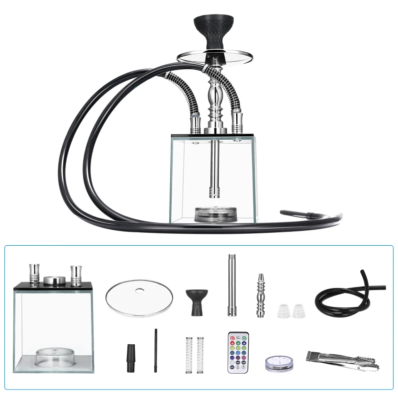 AUPORO Hookah Set Premium 2 Hose Cube Hookah Complete Set with Unique Shape and Remote Control Colorful LED Lights for Party
AUPORO Hookah Set Premium 2 Hose Cube Hookah Complete Set with Unique Shape and Remote Control Colorful LED Lights for Party