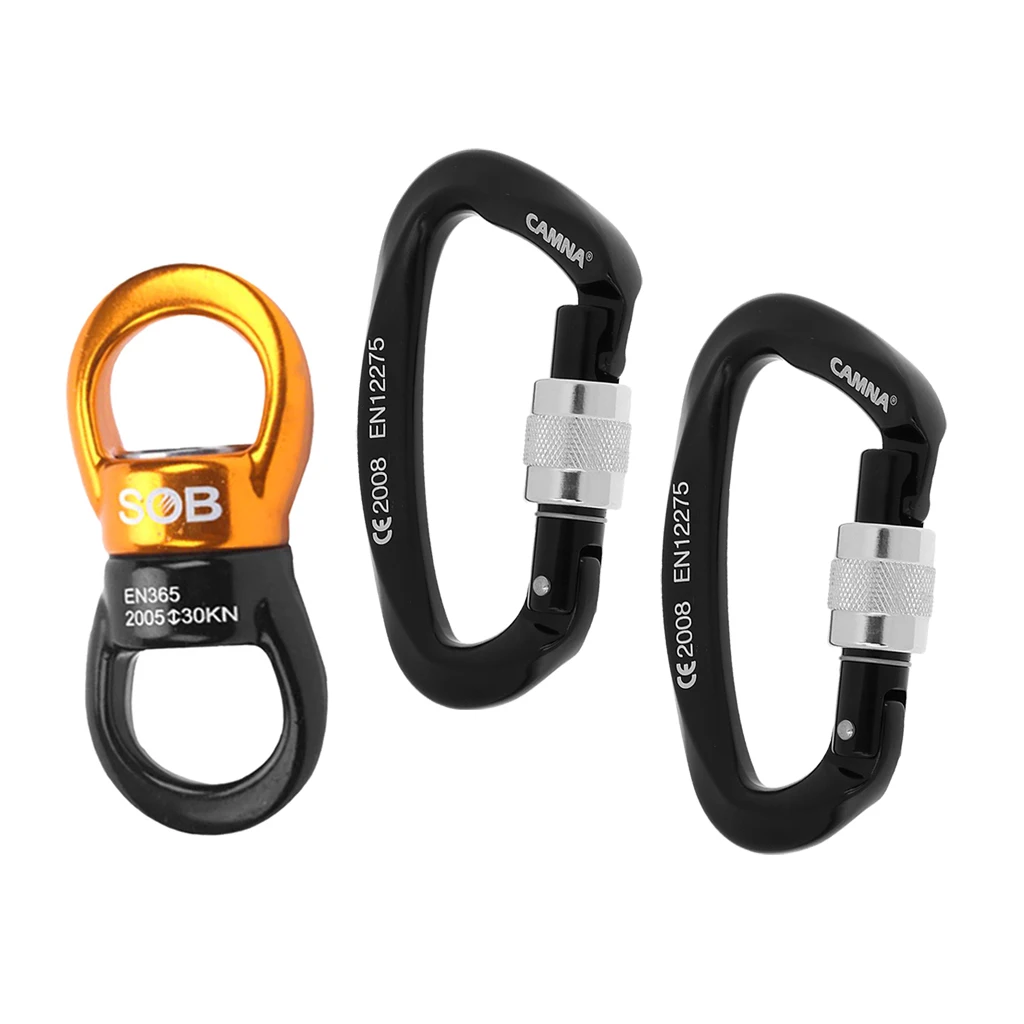 2pcs Climbing 25KN Screwgate Locking Carabiner + 30KN Swivel Rotor Hook Swivel Ring Connetor
2pcs Climbing 25KN Screwgate Locking Carabiner + 30KN Swivel Rotor Hook Swivel Ring Connetor