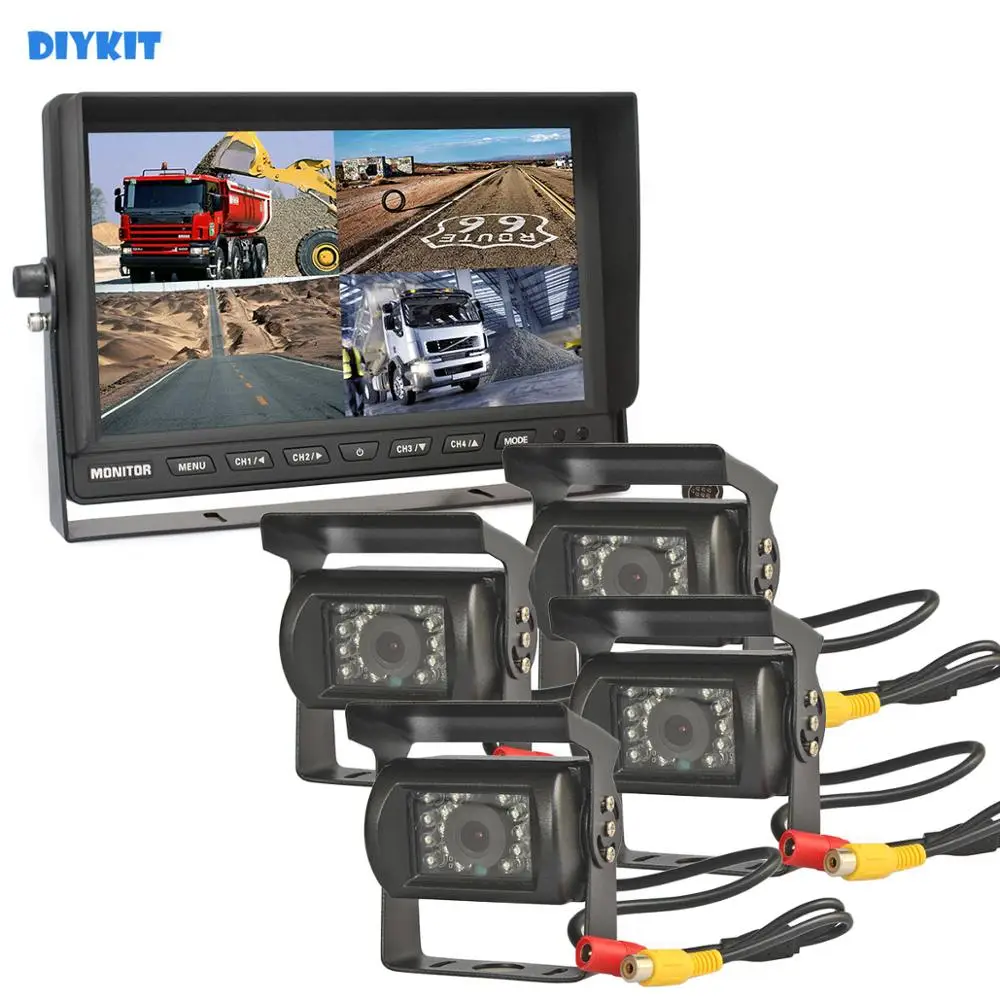 DIYKIT 4CH 10" Split Quad Display Rear View Car Monitor + 4 x Night Vision Rear View Car Camera Waterproof for Car Truck Bus
DIYKIT 4CH 10" Split Quad Display Rear View Car Monitor + 4 x Night Vision Rear View Car Camera Waterproof for Car Truck Bus