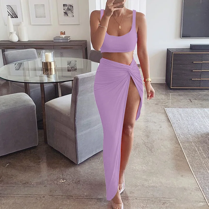 Sling Tube Top Length Solid Color High Split Two-Piece Female Suit 2 Piece Outfits For Women Tracksuit Summer Suits Hot Sale
Sling Tube Top Length Solid Color High Split Two-Piece Female Suit 2 Piece Outfits For Women Tracksuit Summer Suits Hot Sale