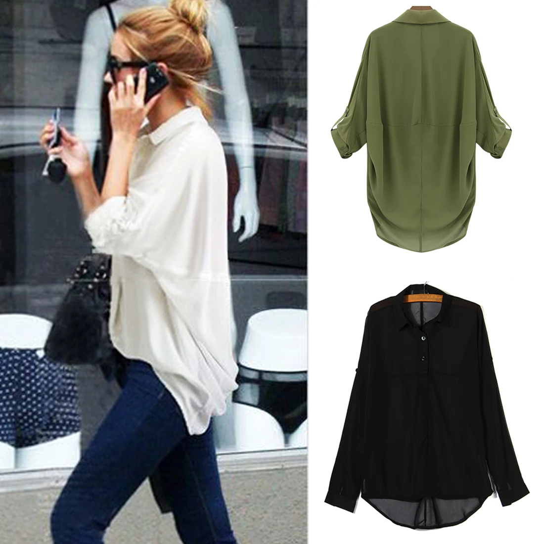 Women Chiffon Blouses Clothing Batwing Sleeve Casual Shirt Blusas Tops Plus size
Women Chiffon Blouses Clothing Batwing Sleeve Casual Shirt Blusas Tops Plus size