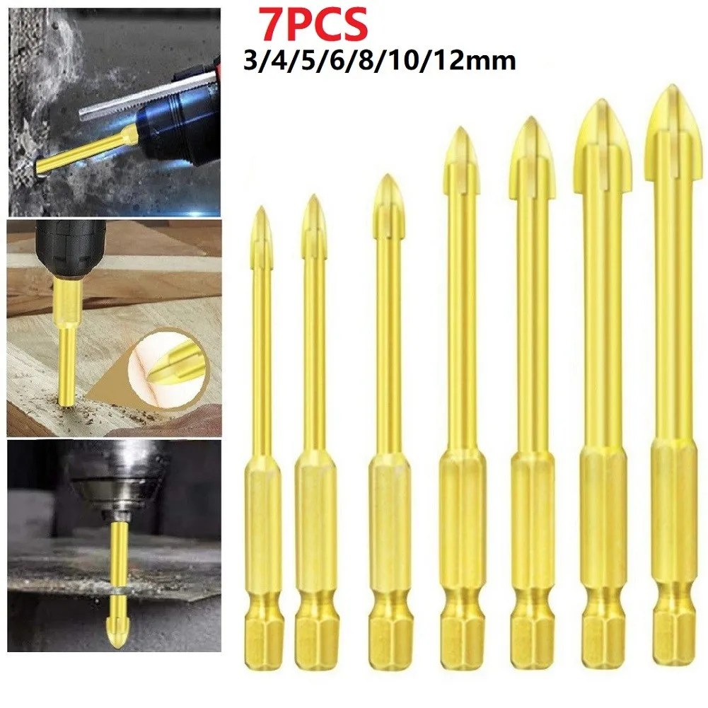 7Pcs 3/4/5/6/8/10/12mm Efficient Universal Drilling Tool Multifunctional Cross Alloy Drill Bit Tip For Tile Concrete Glass Wood
7Pcs 3/4/5/6/8/10/12mm Efficient Universal Drilling Tool Multifunctional Cross Alloy Drill Bit Tip For Tile Concrete Glass Wood