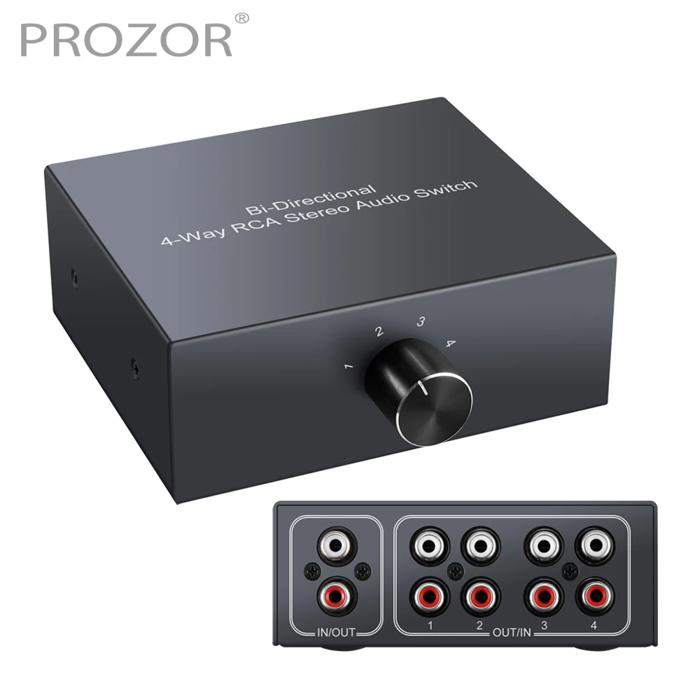 PROZOR 4-канальный двунаправленный RCA стерео аудио переключатель 1 в 4 или 4 в 1 Out L/R Jack звуковой канал RCA аудио Переключатель Селектор
PROZOR 4-канальный двунаправленный RCA стерео аудио переключатель 1 в 4 или 4 в 1 Out L/R Jack звуковой канал RCA аудио Переключатель Селектор