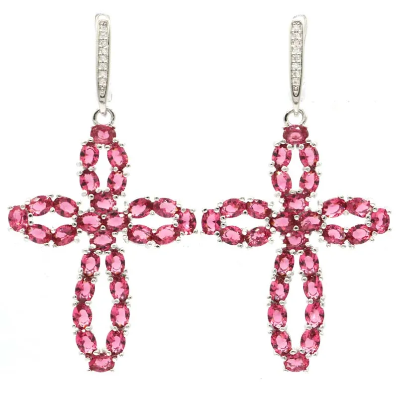 57x29mm New Statement Cross Shape Created Rhodolite Garnet Violet Tanzanite CZ for Women Earrings Wedding Fashion Eye Catching
57x29mm New Statement Cross Shape Created Rhodolite Garnet Violet Tanzanite CZ for Women Earrings Wedding Fashion Eye Catching