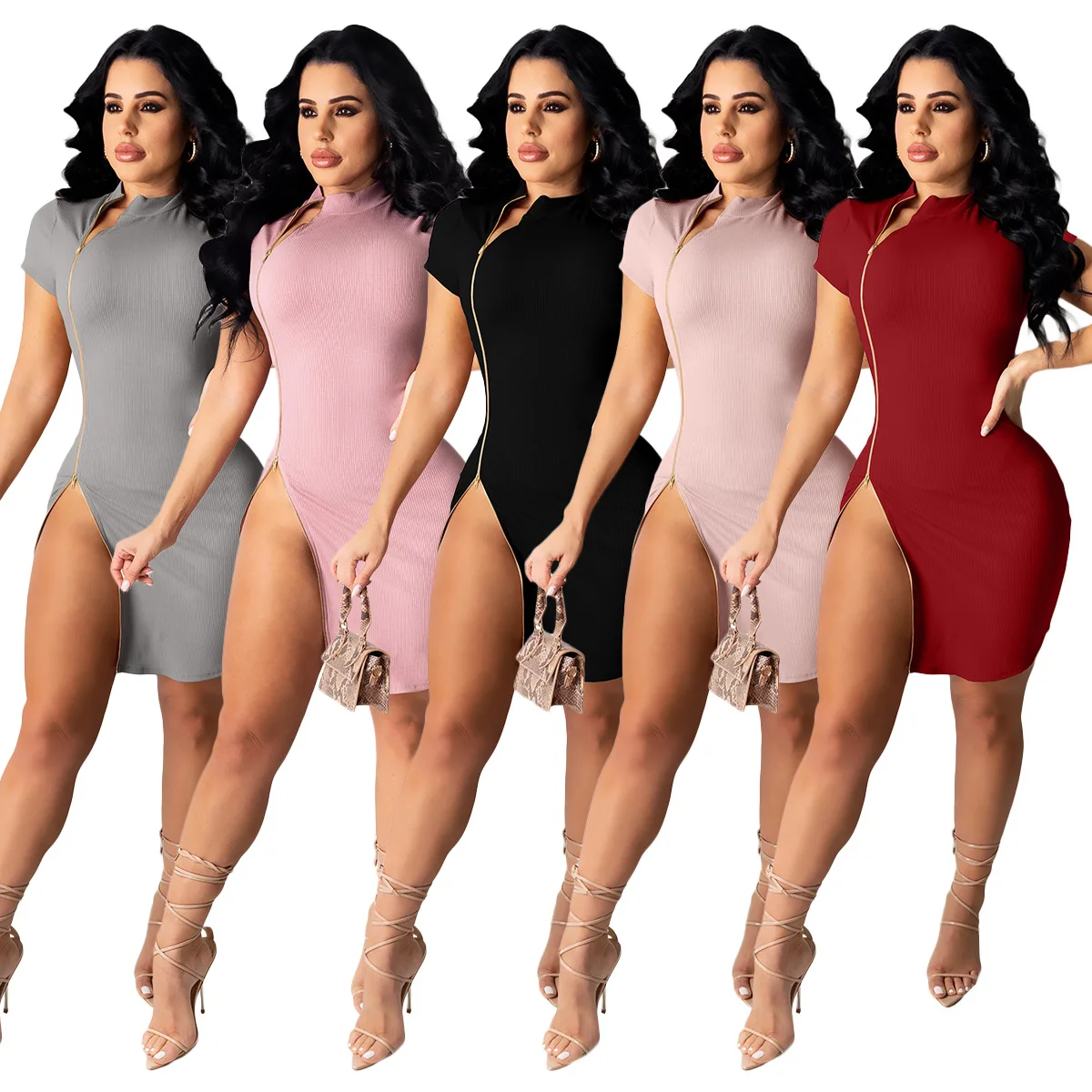 Fashion Women Sexy Double Zipper Short Sleeve Bodycon Dress 2021 Summer New Vestido De Festa
Fashion Women Sexy Double Zipper Short Sleeve Bodycon Dress 2021 Summer New Vestido De Festa