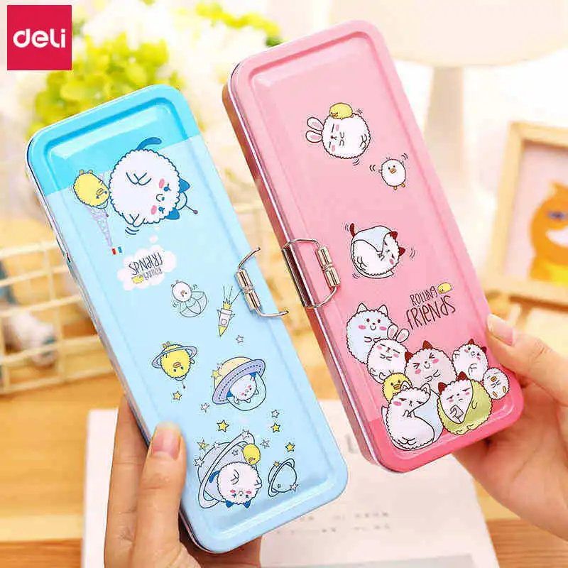 Металлический пенал Deli, 5 шт., милый мультяшный трехслойный многофункциональный чехол для карандашей, школьные канцелярские принадлежности... 
Металлический пенал Deli, 5 шт., милый мультяшный трехслойный многофункциональный чехол для карандашей, школьные канцелярские принадлежности...