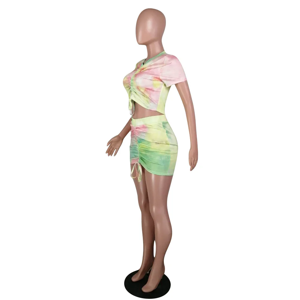 2020 Summer New Suit Tie-Dye Drawstring Pleated Sexy Top Skirt Two - Piece European and American Women 's Clothing
2020 Summer New Suit Tie-Dye Drawstring Pleated Sexy Top Skirt Two - Piece European and American Women 's Clothing