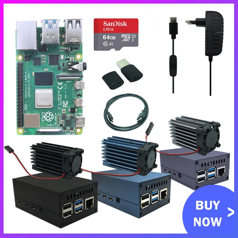 Raspberry Pi 4 Model B 2GB/4GB/8GB RAM +Aluminum Case Mini ICE Tower Cooling System+Power + 32/64 GB SD Card for RPI 4
Raspberry Pi 4 Model B 2GB/4GB/8GB RAM +Aluminum Case Mini ICE Tower Cooling System+Power + 32/64 GB SD Card for RPI 4