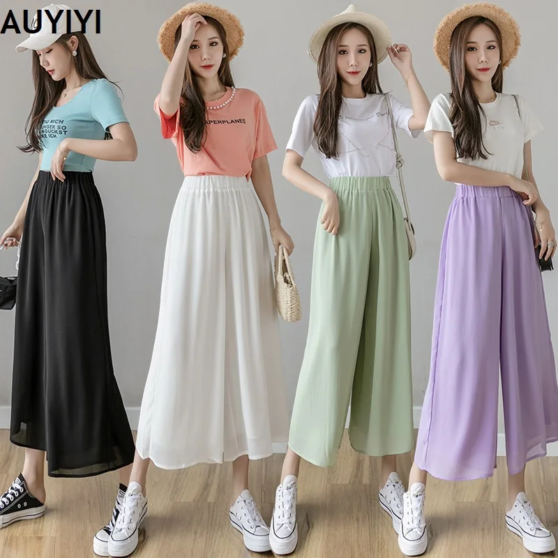 Fashion chiffon wide-leg pants women high waist 2021 summer women's pants black pants drape nine-point pants thin section AUYIYI
Fashion chiffon wide-leg pants women high waist 2021 summer women's pants black pants drape nine-point pants thin section AUYIYI