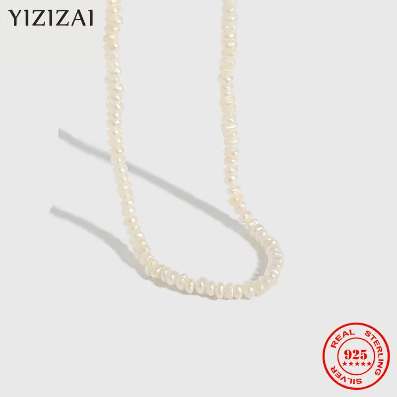 

YIZIZAI реальные 925 пробы серебристый неправильной формы в стиле барокко плоский кусок пресной воды Жемчужное ожерелье для женщин, ювелирное и...
