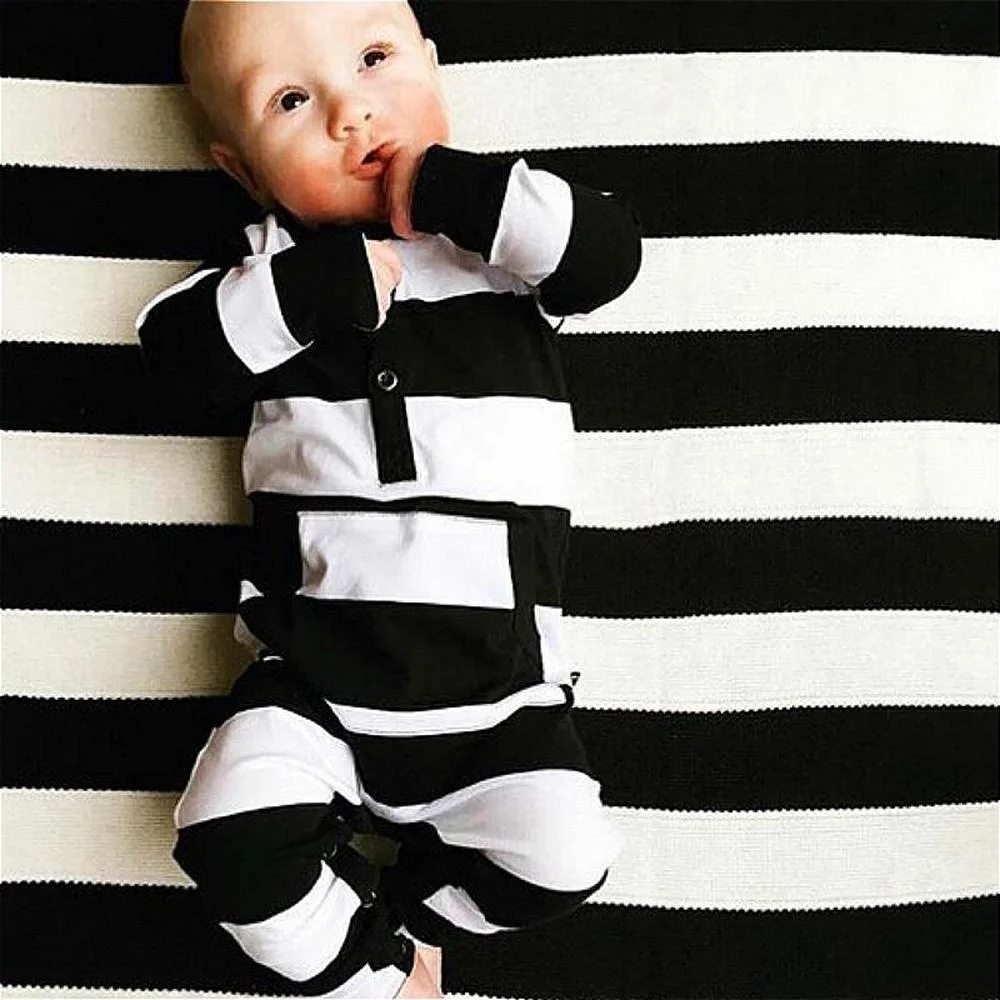 Lovely Infants Baby Girls Boys Clothes Long Sleeve Rompers White Black Striped Outfits 0-3Y
Lovely Infants Baby Girls Boys Clothes Long Sleeve Rompers White Black Striped Outfits 0-3Y