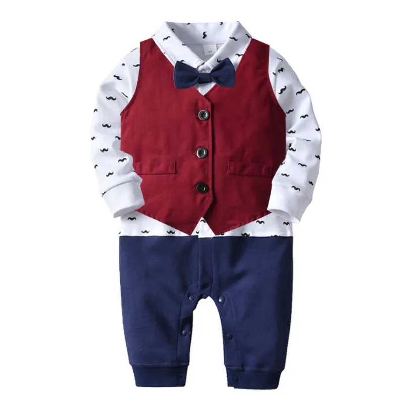 Cute Baby Boy's Gentlemen Romper+ Vest, Long Sleeve Lapel Collar with Bow Buttoned Vest Long Pants for Spring and Autumn
Cute Baby Boy's Gentlemen Romper+ Vest, Long Sleeve Lapel Collar with Bow Buttoned Vest Long Pants for Spring and Autumn