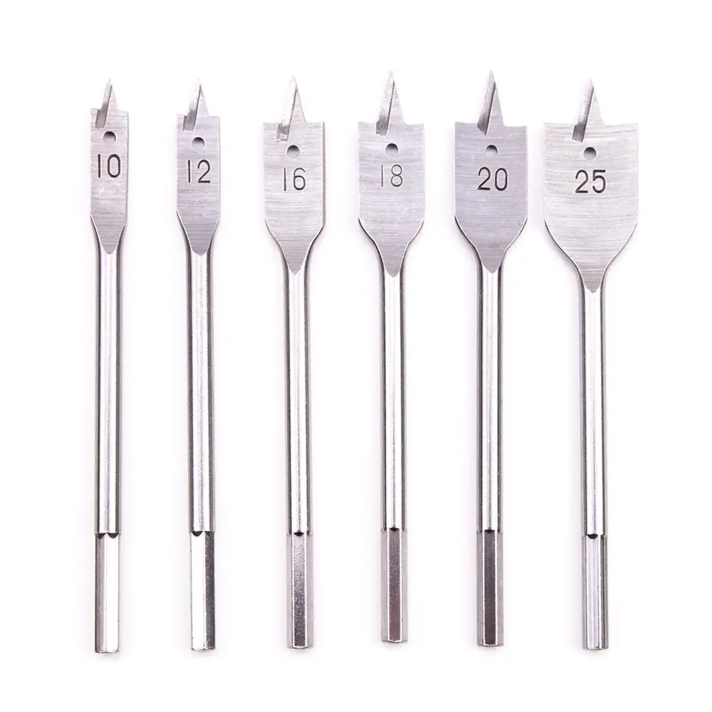 

Multifunction 6Pcs Spade Drill Bits Set for Woodworking, Carbon Steel Paddle Flat Bits for DIY Carpentry Hole Cutter