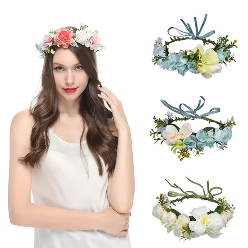 Adjustable Handmade Floral Crown Colorful Flower Hair Wreath with Ribbon Crown Adjustable Garland Wedding Photo Props
Adjustable Handmade Floral Crown Colorful Flower Hair Wreath with Ribbon Crown Adjustable Garland Wedding Photo Props
