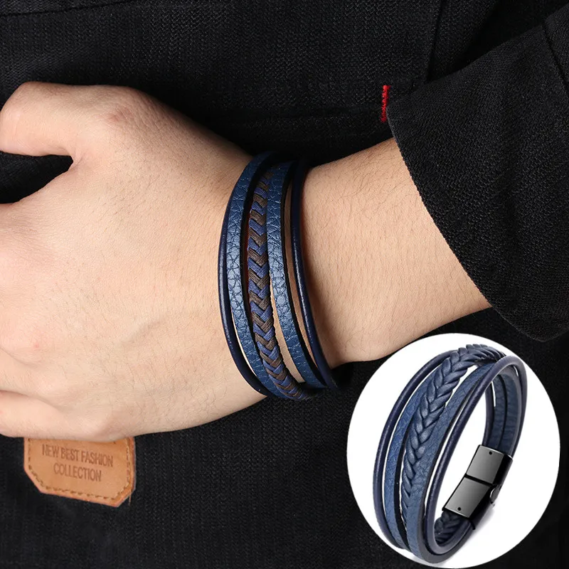 New Trendy Genuine Leather Bracelets Men Stainless Steel Multilayer Braided Rope Bracelets for Male Female Bracelets Jewelry
New Trendy Genuine Leather Bracelets Men Stainless Steel Multilayer Braided Rope Bracelets for Male Female Bracelets Jewelry