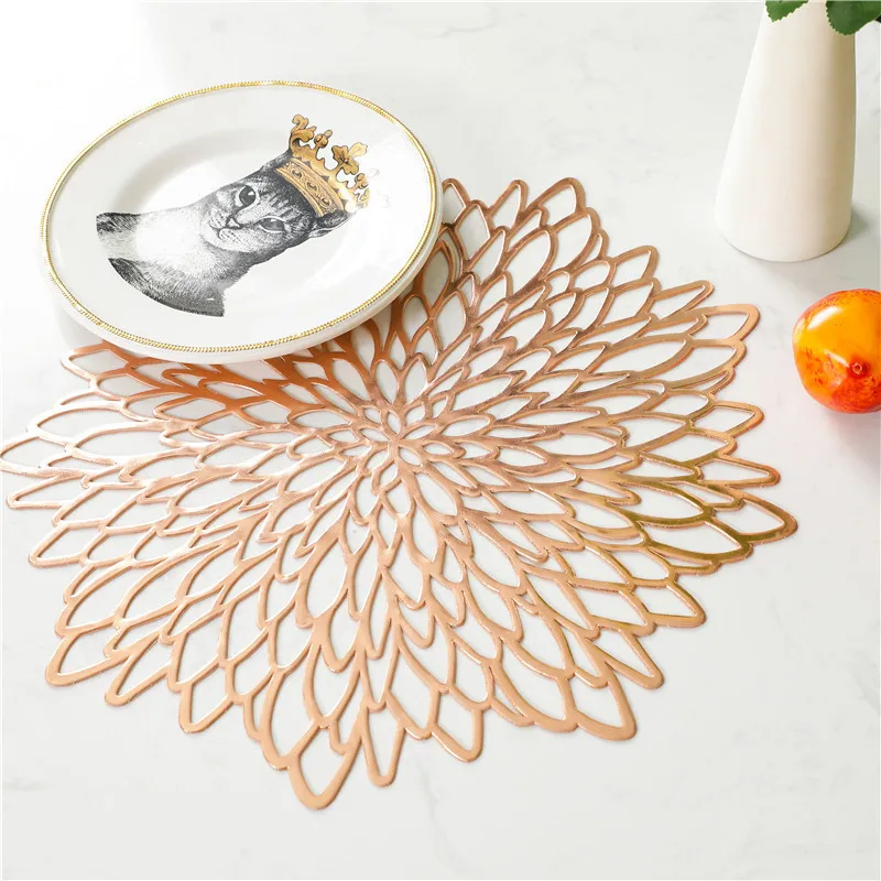 Flower-shaped Placemat PVC Bronzing Hollow Non-slip Table Mat Western Food Decoration Mat Restaurant Kitchen Heat Insulation Pad
Flower-shaped Placemat PVC Bronzing Hollow Non-slip Table Mat Western Food Decoration Mat Restaurant Kitchen Heat Insulation Pad