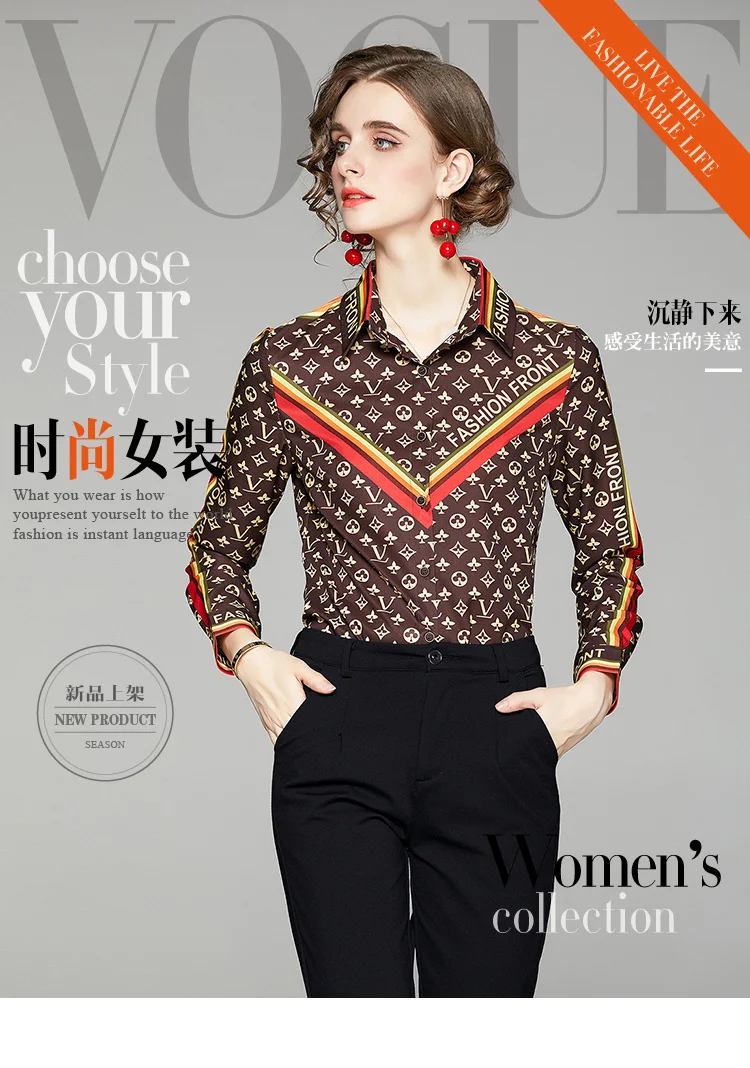 Letter Printing Women Blouse Long Sleeves blusas mujer de moda 2020 Brown blusas de mujer Turn Collar chemisier femme OL Elegant
Letter Printing Women Blouse Long Sleeves blusas mujer de moda 2020 Brown blusas de mujer Turn Collar chemisier femme OL Elegant