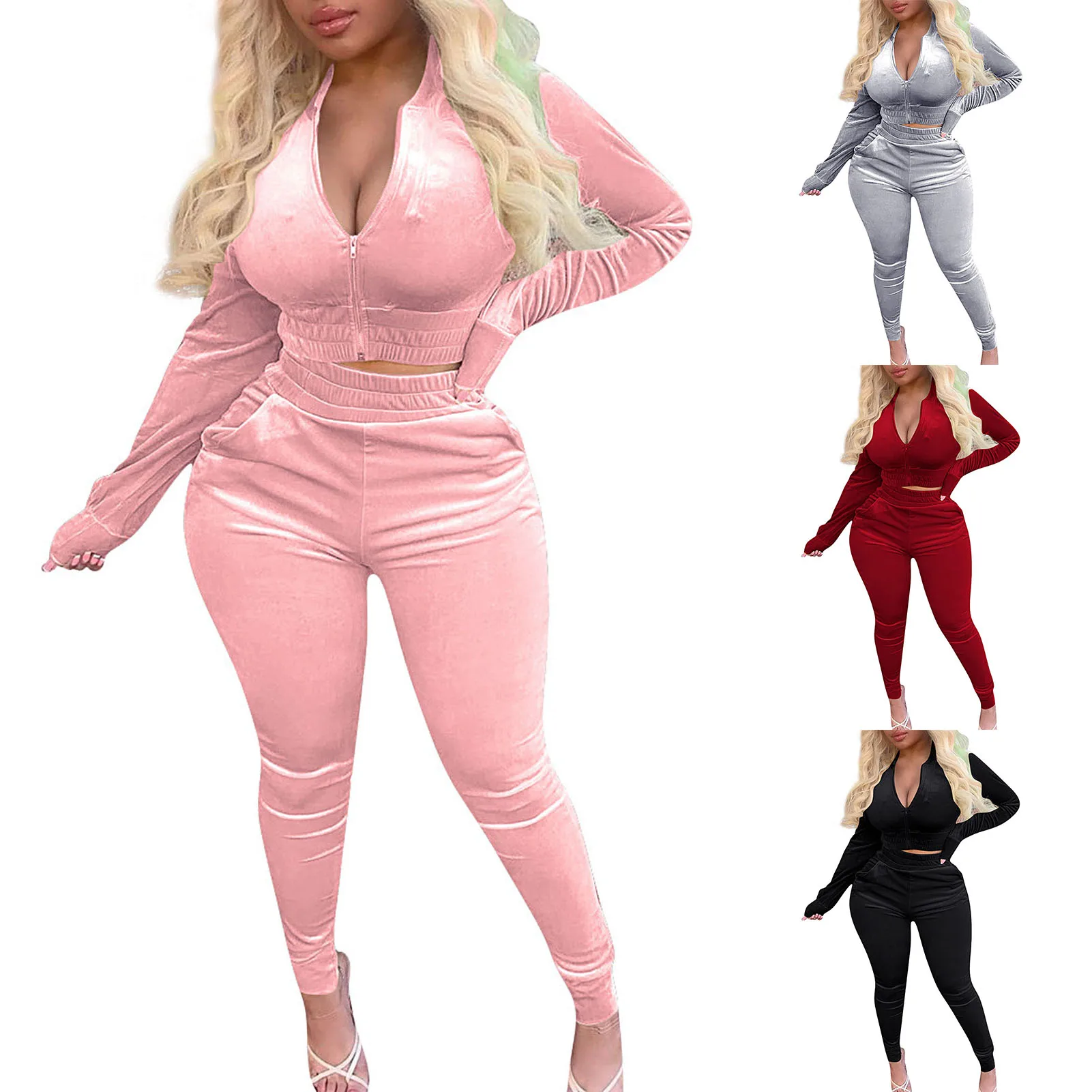 Autumn Winter Women Zipper Coat Crop Top Skinny Pants Velvet Outfit Tracksuit
Autumn Winter Women Zipper Coat Crop Top Skinny Pants Velvet Outfit Tracksuit