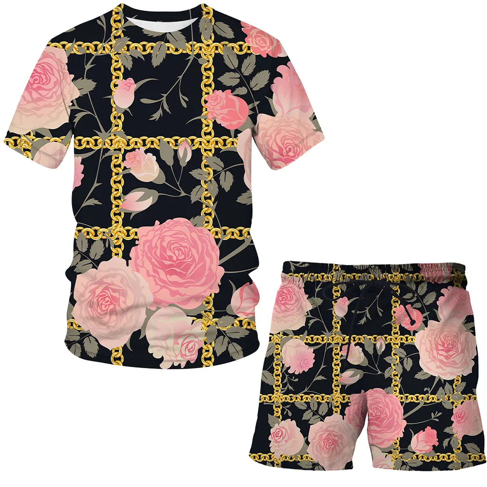 2021 Summer Men's 3D Fashion Graphic Print Short Sleeve + Sports Shorts 2-Piece Set Men's Turtleneck T-Shirt Sports Suit Tops
2021 Summer Men's 3D Fashion Graphic Print Short Sleeve + Sports Shorts 2-Piece Set Men's Turtleneck T-Shirt Sports Suit Tops