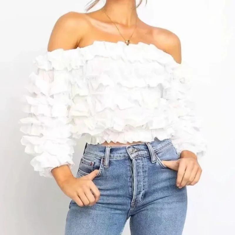 2021 New Women's New Year Lace Tube Top Sexy Tight One Shoulder Holiday Vacation Shoulder Long Sleeve Off-the-shoulder T-shirt
2021 New Women's New Year Lace Tube Top Sexy Tight One Shoulder Holiday Vacation Shoulder Long Sleeve Off-the-shoulder T-shirt
