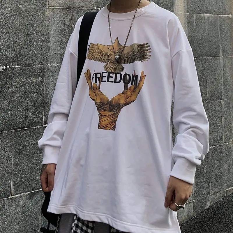 Male and female student couple autumn and winter street hip hop trend printed long sleeve sweater loose couple T-shirt
Male and female student couple autumn and winter street hip hop trend printed long sleeve sweater loose couple T-shirt
