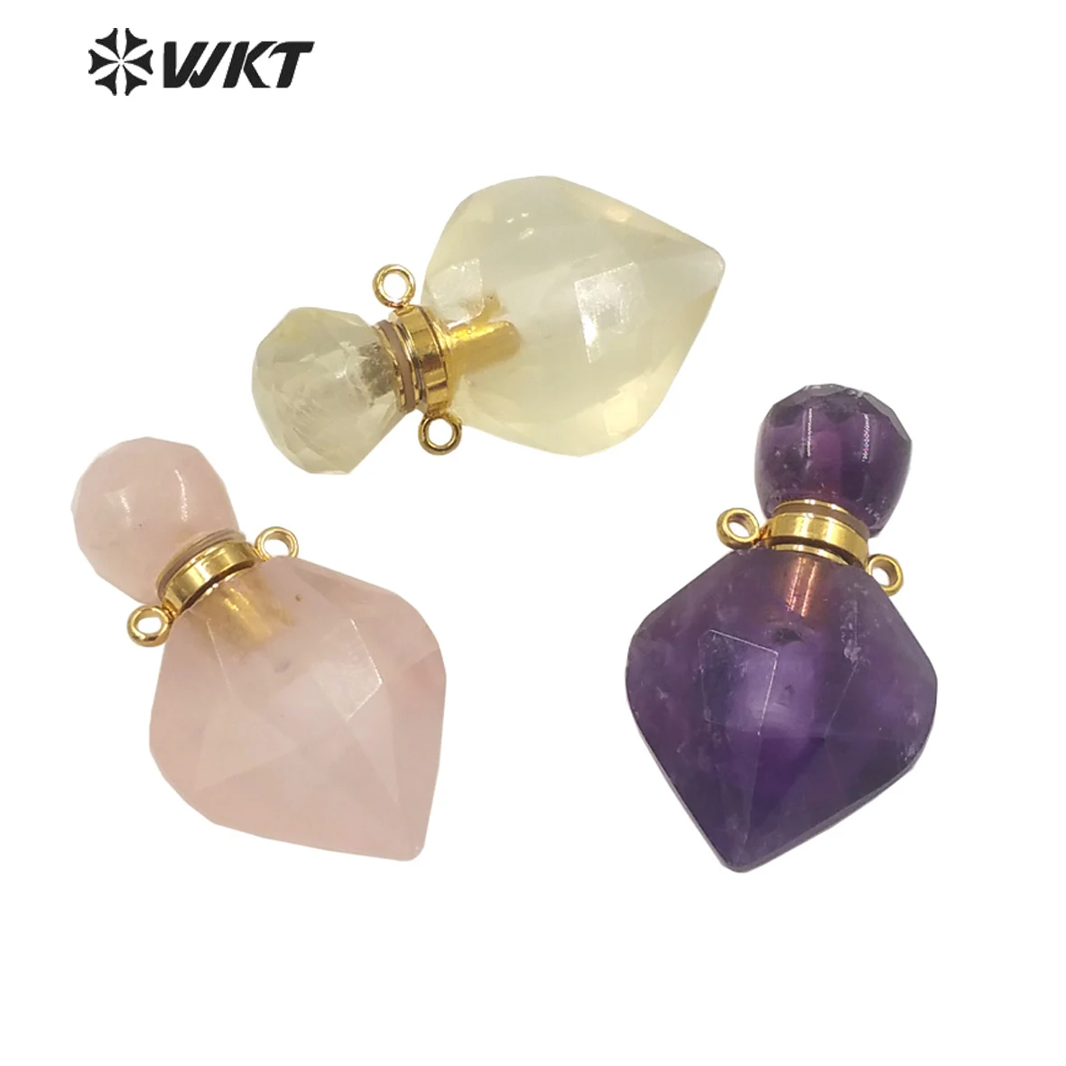 

WT-P1709 New hot little gem bottle pendant amethysts yellow quartz perfume bottle pendant very chic jewelry accessories