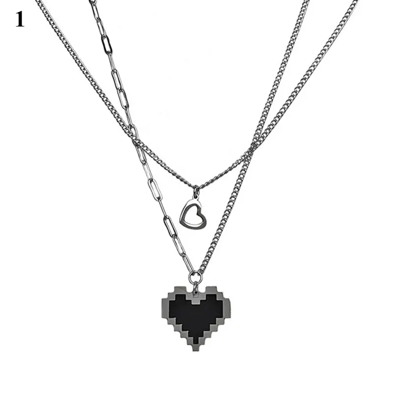 Black Mosaic Love Pixel Peach Hollow Heart Double Layer Necklace Punk Harajuku Style Fashion Asymmetry Women's Jewelry Gifts
Black Mosaic Love Pixel Peach Hollow Heart Double Layer Necklace Punk Harajuku Style Fashion Asymmetry Women's Jewelry Gifts