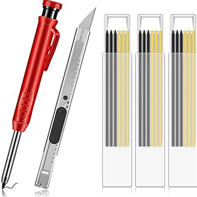 Solid Carpenter Pencil Set With Refill Blade Construction Built-in Sharpener Deep Hole Mechanical Marker Building Marking Pen
Solid Carpenter Pencil Set With Refill Blade Construction Built-in Sharpener Deep Hole Mechanical Marker Building Marking Pen