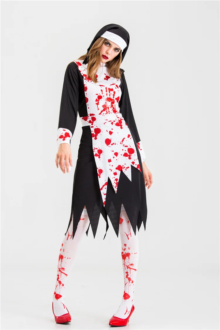

Женский костюм зомби на Хэллоуин, креативная домашняя помощь, одежда для косплея медсестры, аксессуар + фартук + Кепка/головной убор