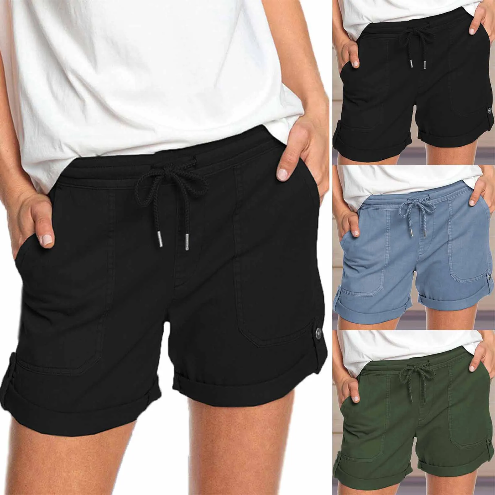 Womens Comfy Drawstring Solid Color women's sports shorts Summer Casual Elastic Waist Pocketed Loose Shorts plus size shorts
Womens Comfy Drawstring Solid Color women's sports shorts Summer Casual Elastic Waist Pocketed Loose Shorts plus size shorts