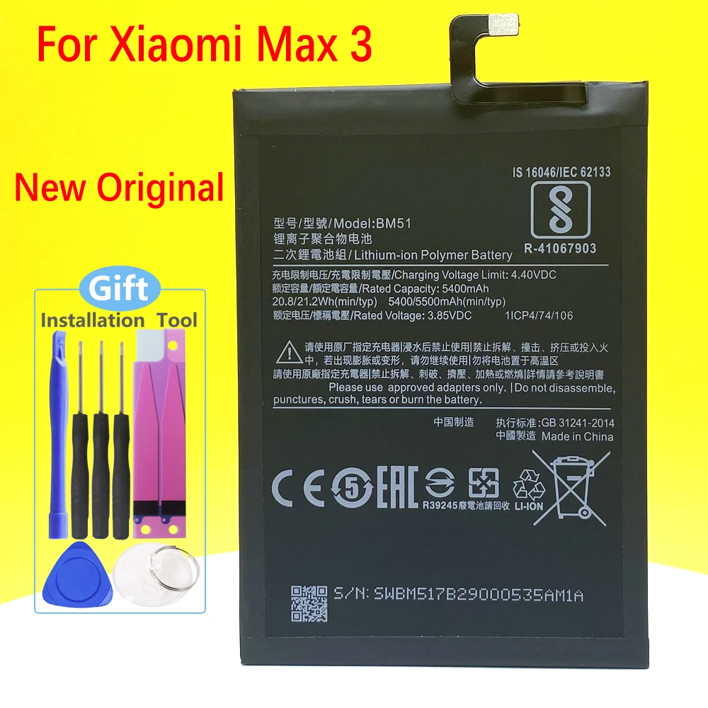 NEW Original BM51 Battery For Xiaomi Mi Max 3 Max3 Replacement Smartphone/Smart Mobile phone
NEW Original BM51 Battery For Xiaomi Mi Max 3 Max3 Replacement Smartphone/Smart Mobile phone