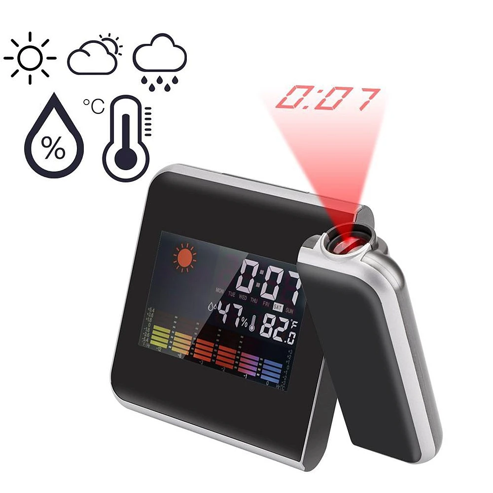 LED Digital Projection Alarm Clock Weather Station with Temperature Thermometer Humidity Hygrometer Desk Time Calendar LCD Clock
LED Digital Projection Alarm Clock Weather Station with Temperature Thermometer Humidity Hygrometer Desk Time Calendar LCD Clock