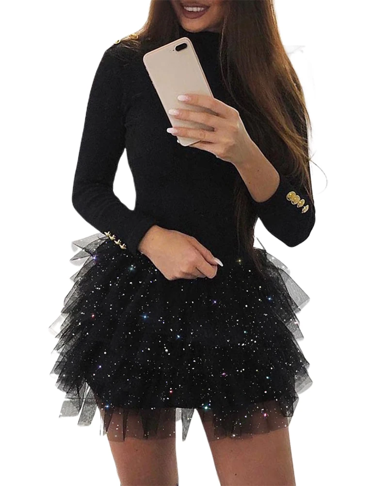 Women Summer Sexy Cocktail Party Dress Club Dress Sheer Mesh Long Sleeve Glitter Layered Mesh Dress
Women Summer Sexy Cocktail Party Dress Club Dress Sheer Mesh Long Sleeve Glitter Layered Mesh Dress