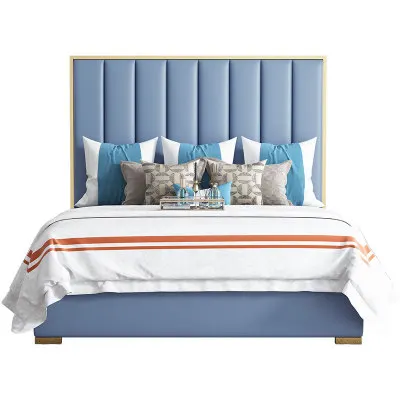 Modern Chinese style custom double bed PU leather wooden metal twin bed elegant bedroom furniture for women
Modern Chinese style custom double bed PU leather wooden metal twin bed elegant bedroom furniture for women