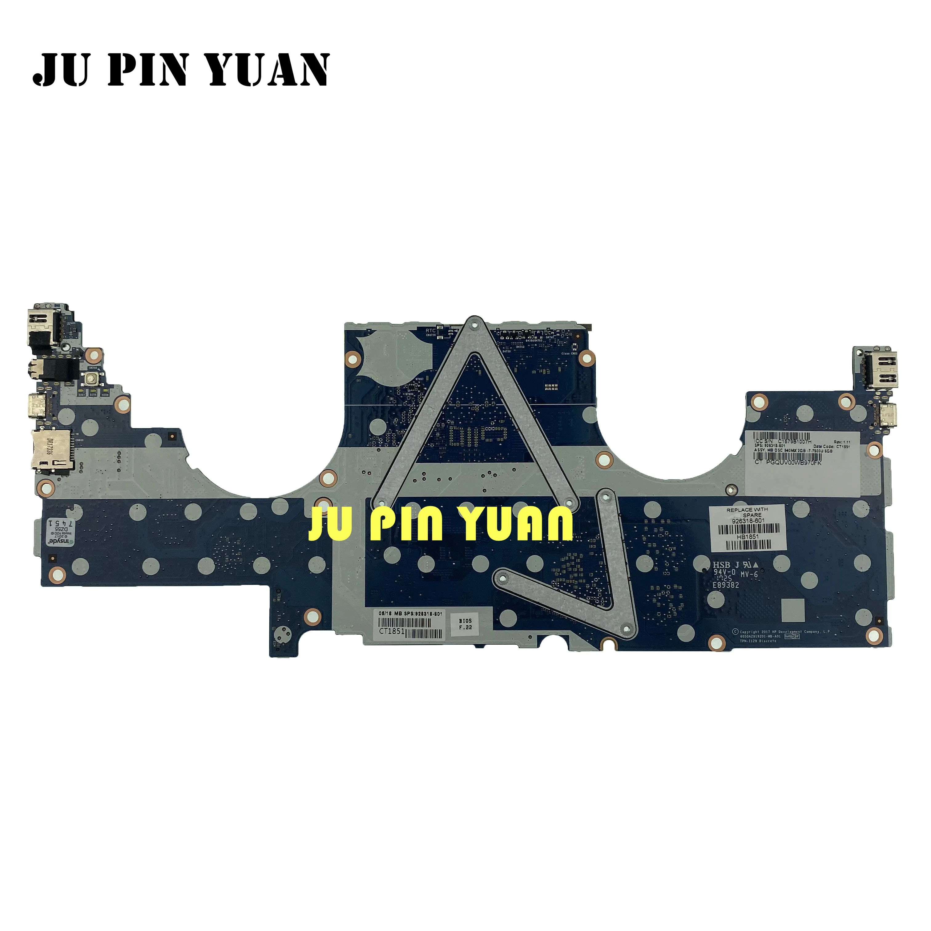 926318-001 926318-501 926318-601 For HP ENVY Laptop 13-ad Motherboard MX150 2GB i7-7500U 8GB All functions fully Tested 
926318-001 926318-501 926318-601 For HP ENVY Laptop 13-ad Motherboard MX150 2GB i7-7500U 8GB All functions fully Tested