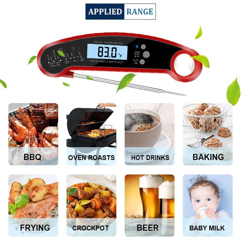 Digital Meats Thermometer for Cooking and Grilling Instant Read High Accuracy Waterproof Device for Kitchen Food Candy F2
Digital Meats Thermometer for Cooking and Grilling Instant Read High Accuracy Waterproof Device for Kitchen Food Candy F2